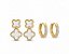 Brinco Kit Trevos e Argolinhas Cravejadas Aço Dourado 316L⭐️ - Imagem 4