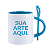 Caneca de Cerâmica Azul com Colher 325ml - Imagem 1