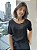 Blusa gola redonda em crepe quadriculado - Imagem 1