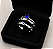 Aliança Evan Azul Escuro 3mm com solitário em Prata 950 - Imagem 1