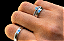 Aliança Crepúsculo Cravejada Azul Claro 3mm com Solitário Cravejado em Prata 950 - Imagem 1