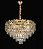 Pendente de Cristal Redondo 60x40cm para 12 Lâmpadas E14 40W Metal Dourado e Cristal Transparente com Cabo de 1M - Imagem 1