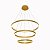 Pendente LED Circular Triplo 226W 3000K Bivolt Alumínio Escovado Dourado com Acrílico e Cabo de 4m - Imagem 1