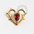 TN1586 Topo Coração de Fogo CZ Garnet Titânio PVD Gold - Imagem 1