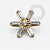 TN1756 Topo Flor 6 CZ Bagetes Titânio PVD Gold - Imagem 1