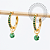 TN2354 Brinco Argola 1 Pingente CZ Verde Titânio PVD Gold - Imagem 1