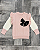 Blusa Infantil Tricot Rosê com Laço Preto - Imagem 3