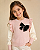 Blusa Infantil Tricot Rosê com Laço Preto - Imagem 1