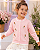 Casaquinho Infantil Tricot Rosa com Flores Bordadas - Imagem 1