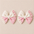 Laço Infantil Grande Off White e Rosa Claro Candy Color | Bico de Pato Encapado - Imagem 1