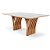 Mesa 6 a 12 Lugares Brendy Madeira Maciça - Tampo de Vidro Off White Perolizado - Acabamento Castanho - Imagem 2