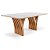 Mesa 6 a 12 Lugares Brendy Madeira Maciça - Tampo de Vidro Off White Perolizado - Acabamento Castanho - Imagem 1