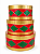 Kit de Tambor Decorativo em Metal Vermelho e Verde – 3 Peças - Imagem 1
