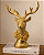 Cabeça de Rena Decorativa em Resina Dourada 29 cm com Galhadas e Guirlanda Natalina | Decoração de Natal Premium | Delicare Home - Imagem 1