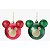Conjunto com 2 Bolas de Natal Mickey e Minnie 10 cm vermelha e verde com glitter licenciado - Imagem 1
