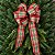 Laço Grande de Natal 5 Pontas Xadrez Vermelho e Verde com Dourado 30 x 80 cm - Imagem 1