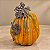 Abóbora Decorativa de Cerâmica Laranja com Folhas em Metal 19 cm - Imagem 1