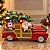 Carrinho Natalino com Papai Noel e Pinguim com LED em Resina 13 x 30 cm - Imagem 1
