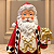 Papai Noel com Presente em Resina 33 cm – Vermelho, Xadrez e Dourado - Imagem 2