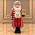 Papai Noel com Presente em Resina 33 cm – Vermelho, Xadrez e Dourado - Imagem 1