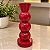 Castiçal Decorativo Vermelho em Resina com Esferas Caneladas - Imagem 1