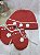 Kit Maternidade Clássico RN – Touca + Luvinhas Flores de Pérola (Vermelho) - Imagem 1