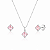 Conjunto Colar + Brinco Quadrado Rosa em Prata 925 - Imagem 1
