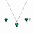 Conjunto Colar + Brinco Coração Verde em Prata 925 - Imagem 1