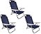 kit com 3 Cadeiras de praia Reclinável Alumínio Summer 6 Posições Mor Azul - Imagem 1