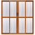 Porta de correr alumínio amadeirado 4 folhas vidro liso incolor com fechadura - linha maxx esal - Imagem 1