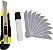 Kit Estilete Profissional 18mm Emborrachado e Ergonômico Com Trava Automática + 10 Lâminas Extras - Imagem 1