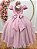 Vestido Infantil Longo Rose Tule Glitter Busto Nervura Festa Daminha - Imagem 2