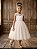 Vestido Infantil Festa Luxo, em Cetim, Off White com Tule Brilhante e Renda - Imagem 1