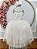 Vestido Infantil Festa Luxo, em Cetim, Off White com Tule Brilhante e Renda - Imagem 3