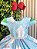 Vestido Infantil Azul Claro Turma da Mônica Festas Mangas Verdes - Imagem 8