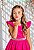 Vestido Longo Daminhas, Infantil Pink em Poliéster, Nervura com Pérolas - Imagem 1