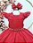 Vestido Longo Daminhas, Infantil Vermelho em Poliéster, Nervura com Pérolas e Cinto - Imagem 1