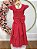 Vestido Longo Daminhas, Infantil Vermelho em Poliéster, Nervura com Pérolas e Cinto - Imagem 4