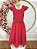 Vestido Longo Daminhas, Infantil Vermelho em Poliéster, Nervura com Pérolas e Cinto - Imagem 9