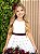 Vestido Infantil Off White Florido Marsala Busto Strass Festa - Imagem 5