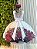 Vestido Infantil Off White Florido Marsala Busto Strass Festa - Imagem 3