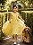 Vestido Infantil Amarelo Rendado Luxo Flores em Aplique - Imagem 3