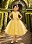 Vestido Infantil Amarelo Rendado Luxo Flores em Aplique - Imagem 1