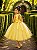 Vestido Infantil Amarelo Rendado Luxo Flores em Aplique - Imagem 2