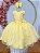 Vestido Infantil Amarelo Rendado Luxo Flores em Aplique - Imagem 6