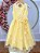 Vestido Infantil Amarelo Rendado Luxo Flores em Aplique - Imagem 7