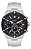 Relógio Masculino Orient Solartech Cronógrafo Com Fundo Preto E Pulseira De Aço Prata - Imagem 1