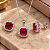 Conjunto Quadrado de Prata 925 com Rubí e Zircônias - Imagem 2