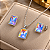 Conjunto Retangular de Prata 925 com pedra Furta-Cor - Imagem 1