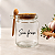 Pote de Vidro Personalizado com Frase, Colher de Madeira e Tampa de Rolha 250ml - 1 unidade - Fenari - Imagem 1